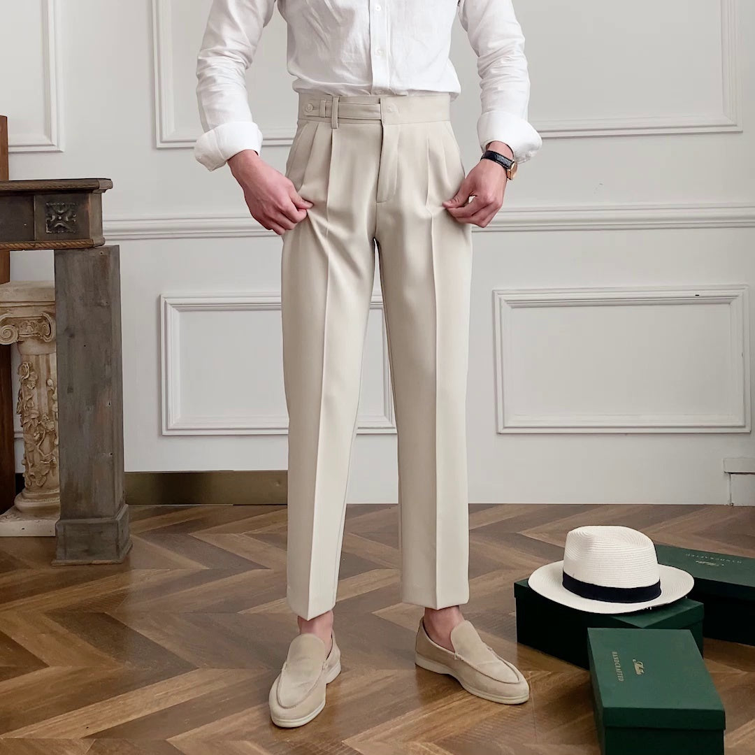 Mid-High Formal Straight-Cut Pants