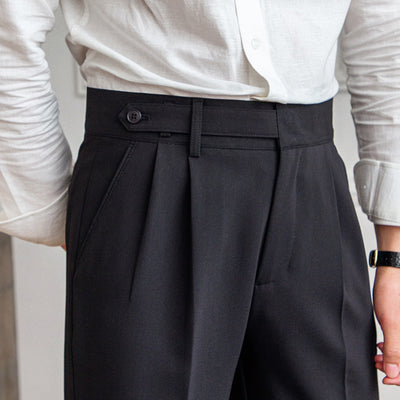 Mid-High Formal Straight-Cut Pants