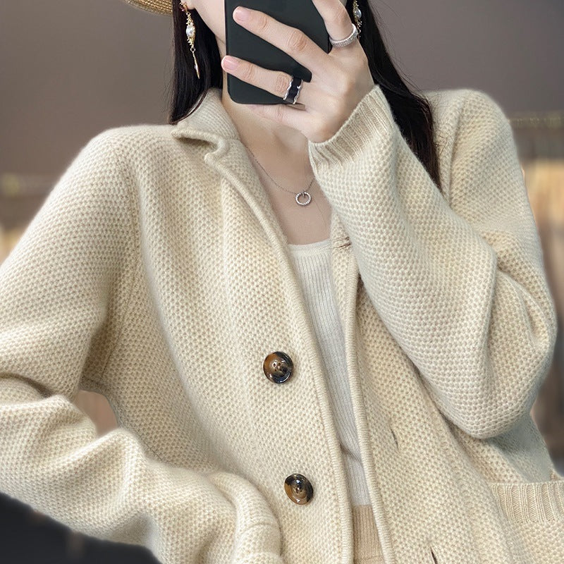 Lapel Monochrome Cardigan Coat