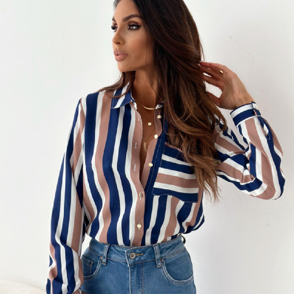 Striped Collar Button Up Shirt