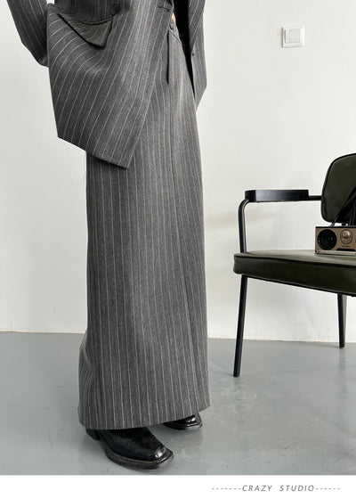 Grey Striped Suit For Women