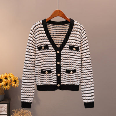 Striped Knitted Cardigan Sweater