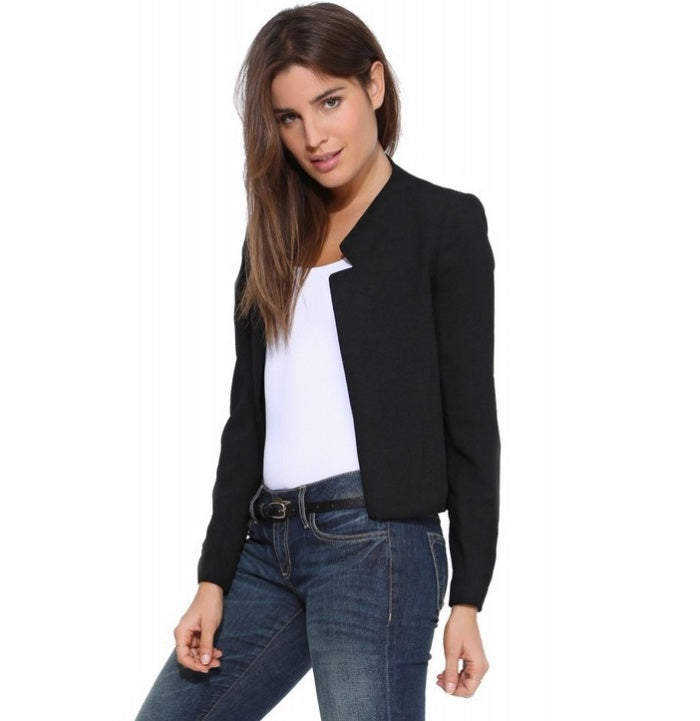 Collarless Short Blazer