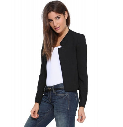 Collarless Short Blazer