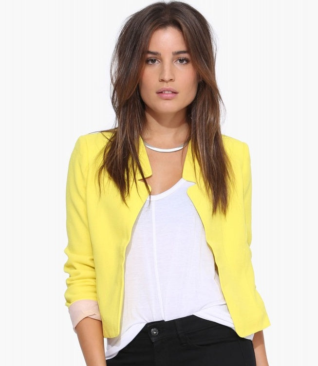 Collarless Short Blazer