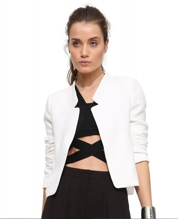 Collarless Short Blazer