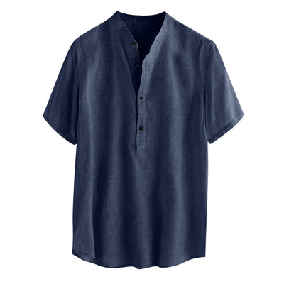 Stand up Collar Linen Shirt