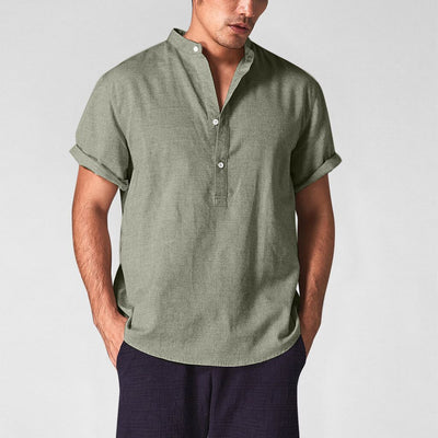 Stand up Collar Linen Shirt