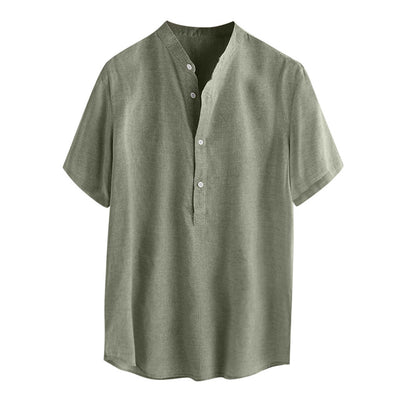 Stand up Collar Linen Shirt