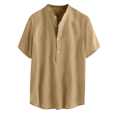 Stand up Collar Linen Shirt