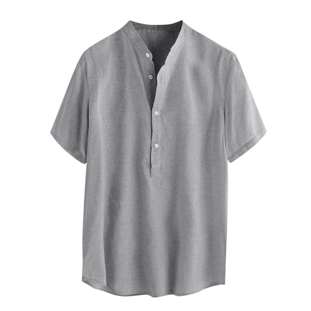 Stand up Collar Linen Shirt