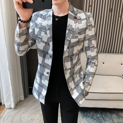 Checkered Slim Blazer