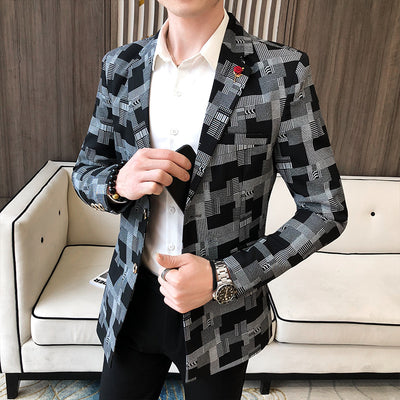 Checkered Slim Blazer