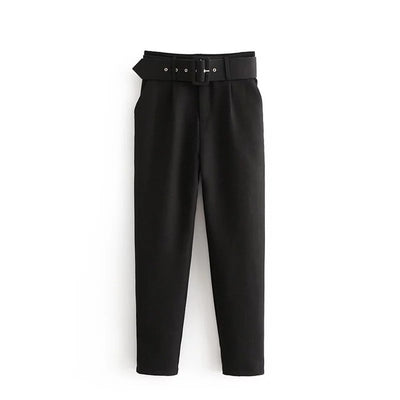 Straight Cut Assembling Woman Trousers