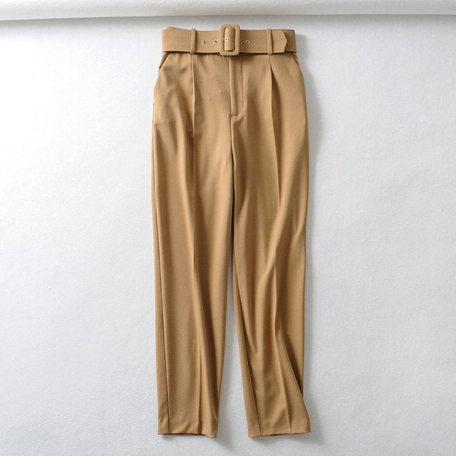 Straight Cut Assembling Woman Trousers