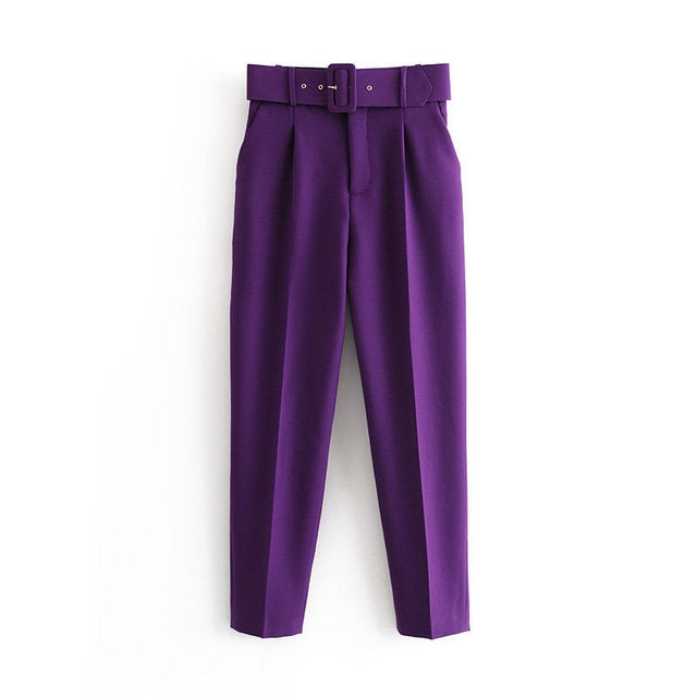 Straight Cut Assembling Woman Trousers