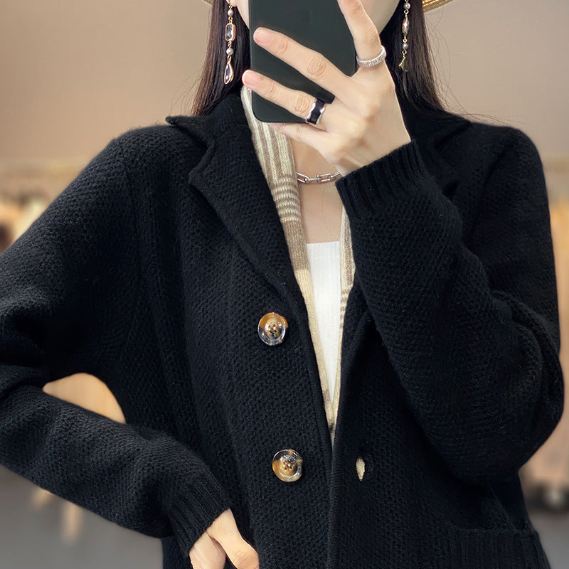 Lapel Monochrome Cardigan Coat