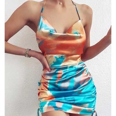 Backless Pearlescent Suspender Dress