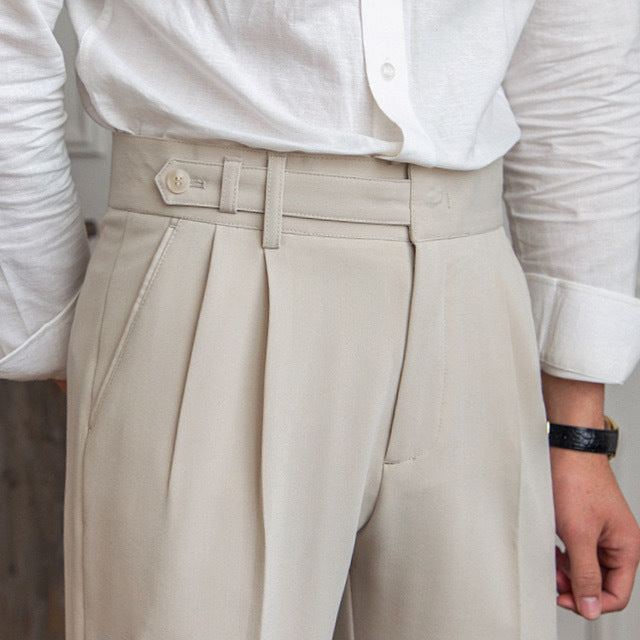 Mid-High Formal Straight-Cut Pants