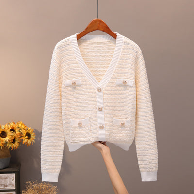 Striped Knitted Cardigan Sweater