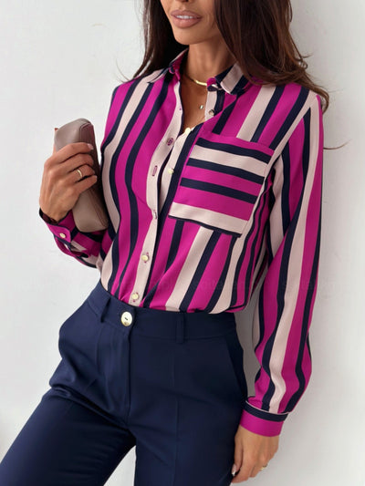 Striped Collar Button Up Shirt