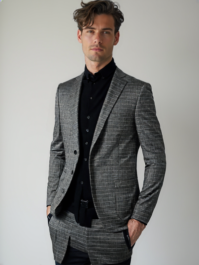 Plaid Suit Men Stretch Casual Slim Fit