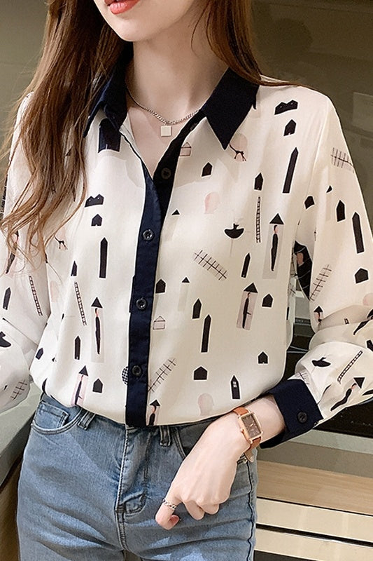 Chiffon Printed Shirt Women