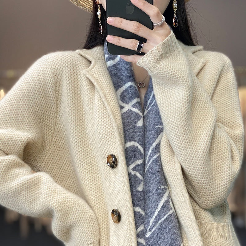 Lapel Monochrome Cardigan Coat