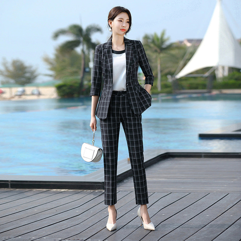 Checkered Formal High Waist Trousers