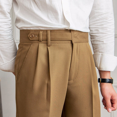 Mid-High Formal Straight-Cut Pants