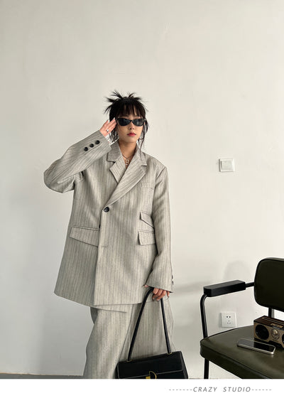 Grey Striped Suit For Women