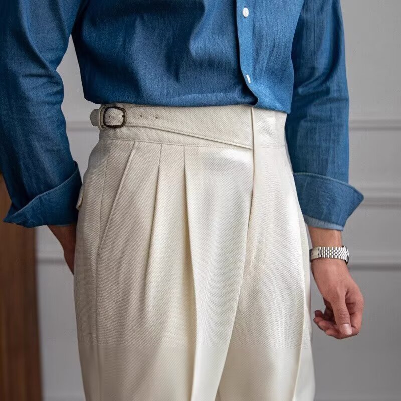 British Belted Formal Pants